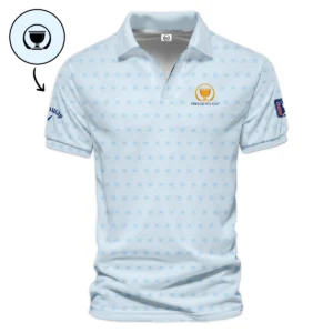 Presidents Cup Light Blue Golf Purple Patern Background Callaway Zipper Polo Shirt Style Classic