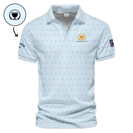 Presidents Cup Light Blue Golf Purple Patern Background Callaway Vneck Polo Shirt Style Classic