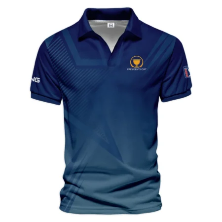 Presidents Cup Dark Blue Star Gradient Background Ping Vneck Polo Shirt Style Classic