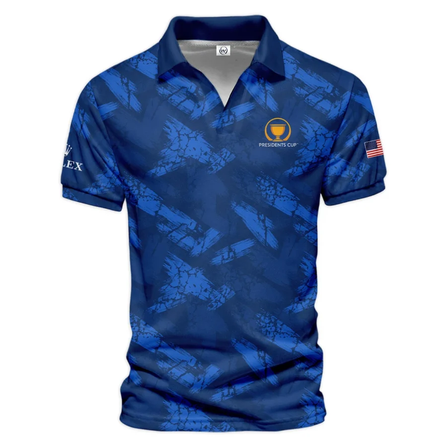 Presidents Cup Dark Blue Grunge Pattern Background Rolex Vneck Polo Shirt Style Classic