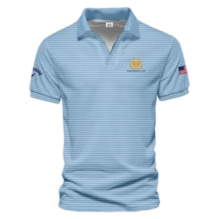 Presidents Cup Light Blue Line White Pattern Callaway Vneck Polo Shirt Style Classic