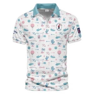 124th U.S. Open Pinehurst Slightly Desaturated Cyan Soft Red Pattern Golf White Background Callaway Zipper Polo Shirt Style Classic