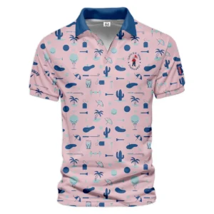 124th U.S. Open Pinehurst Golf Blue Pattern Pink Callaway Zipper Polo Shirt Style Classic