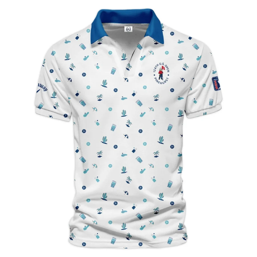 Blue Pattern Golf White Background 124th U.S. Open Pinehurst Callaway Vneck Polo Shirt Style Classic