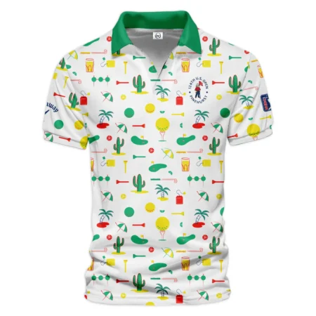 White Background Green Yellow Red Pattern Golf 124th U.S. Open Pinehurst Callaway Vneck Polo Shirt Style Classic