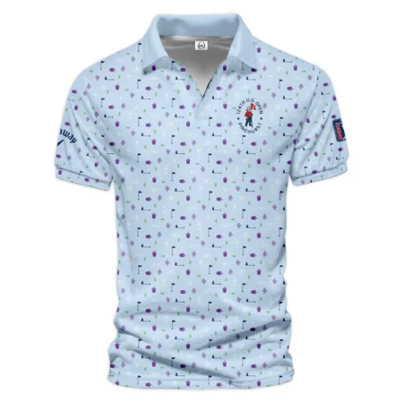 124th U.S. Open Pinehurst Light Blue Golf Purple Patern Background Callaway Vneck Polo Shirt Style Classic