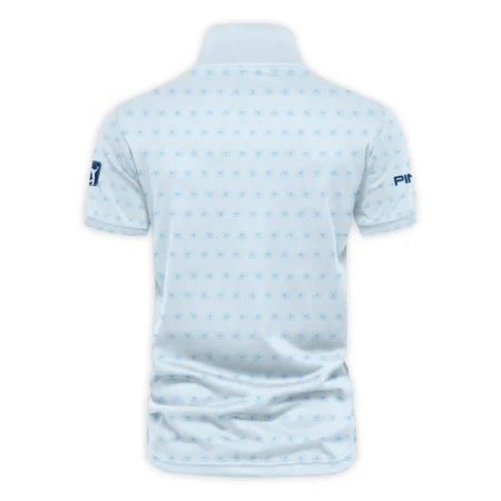 Presidents Cup Light Blue Golf Purple Patern Background Ping Vneck Polo Shirt Style Classic