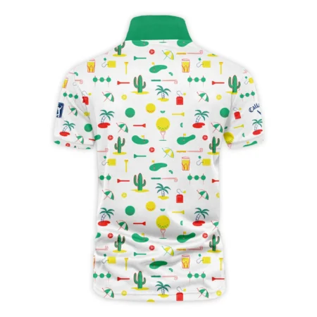 White Background Green Yellow Red Pattern Golf 124th U.S. Open Pinehurst Callaway Vneck Polo Shirt Style Classic