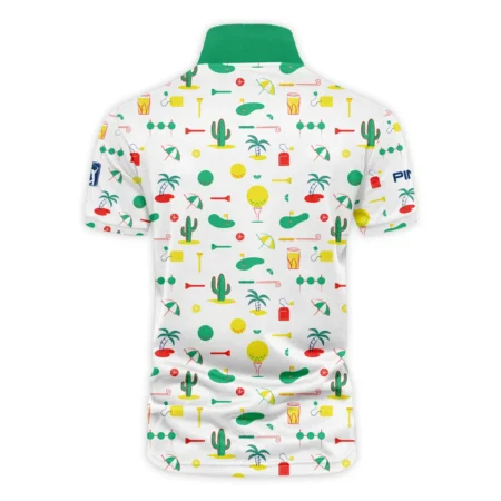 White Background Green Yellow Red Pattern Golf 124th U.S. Open Pinehurst Ping Vneck Polo Shirt Style Classic