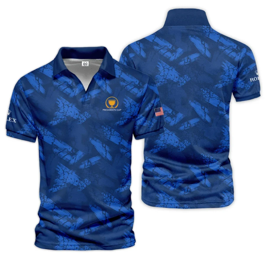 Presidents Cup Dark Blue Grunge Pattern Background Rolex Vneck Polo Shirt Style Classic