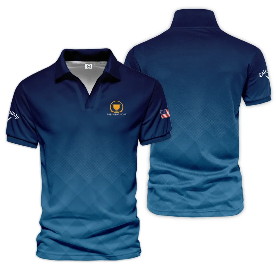 Presidents Cup Dark Blue Abstract Background With Sport Pattern Callaway Vneck Polo Shirt Style Classic