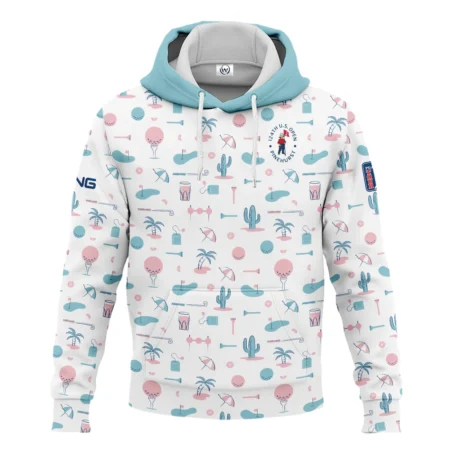 124th U.S. Open Pinehurst Slightly Desaturated Cyan Soft Red Pattern Golf White Background Ping Hoodie Shirt Style Classic