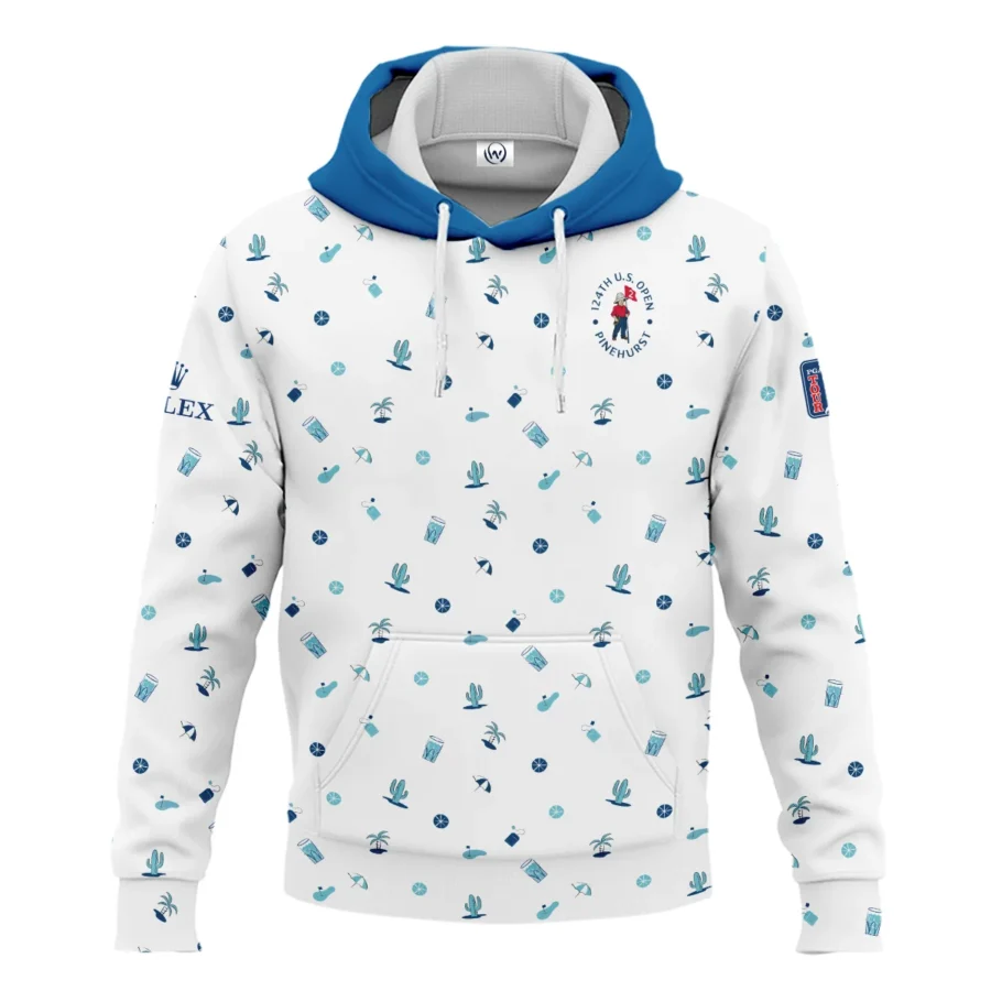 Blue Pattern Golf White Background 124th U.S. Open Pinehurst Rolex Hoodie Shirt Style Classic