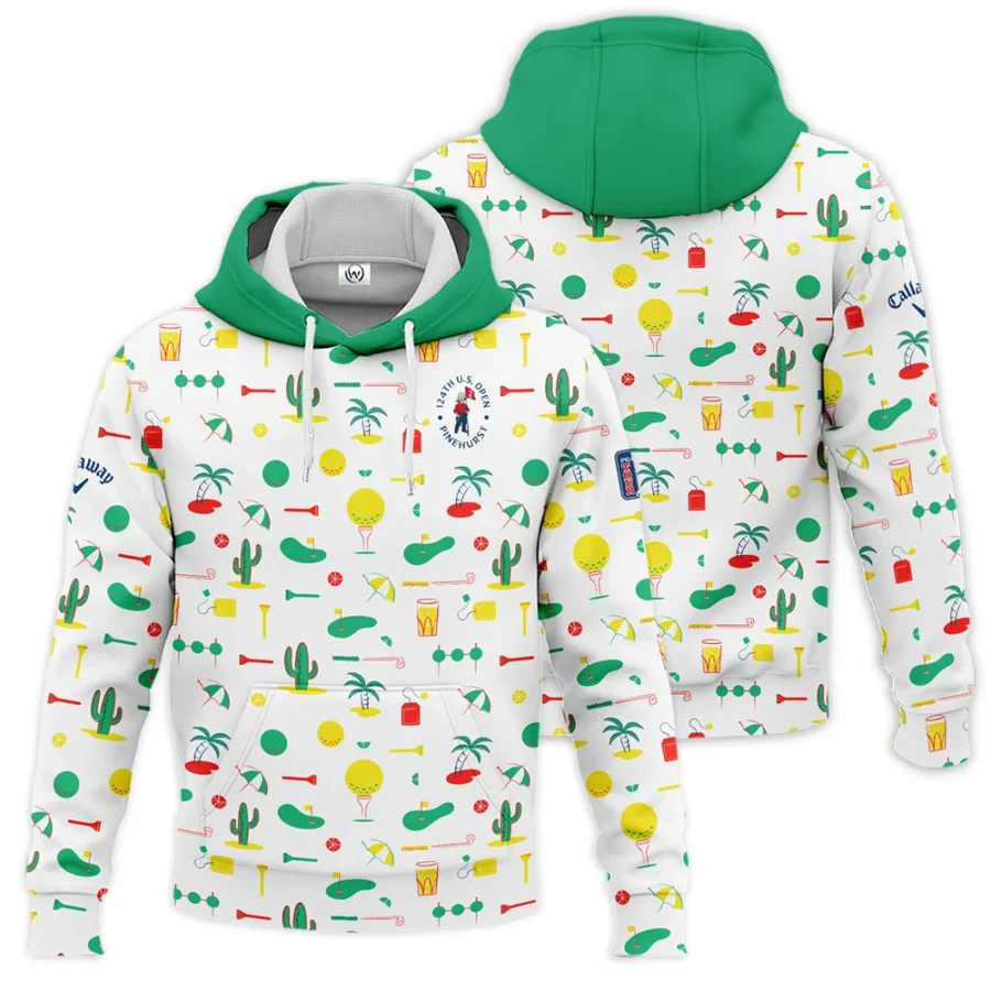 White Background Green Yellow Red Pattern Golf 124th U.S. Open Pinehurst Callaway Hoodie Shirt Style Classic