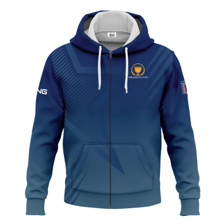 Presidents Cup Dark Blue Star Gradient Background Ping Zipper Hoodie Shirt Style Classic