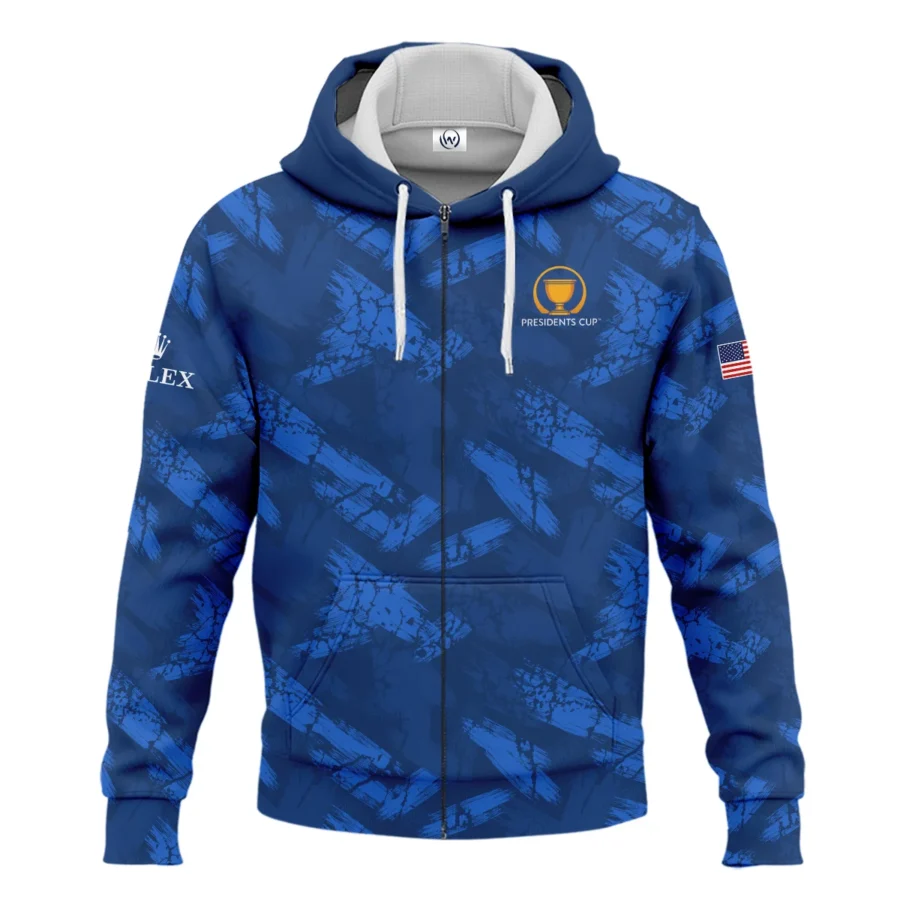 Presidents Cup Dark Blue Grunge Pattern Background Rolex Zipper Hoodie Shirt Style Classic