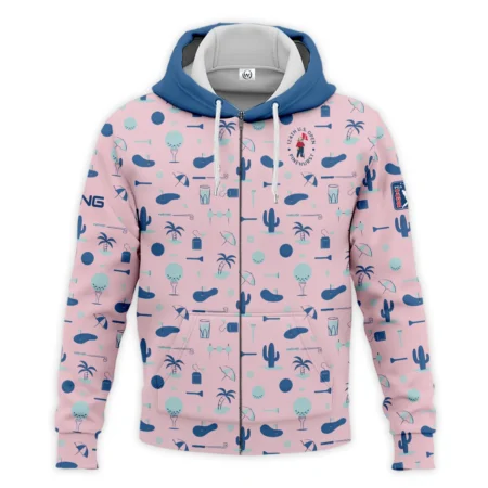 124th U.S. Open Pinehurst Golf Blue Pattern Pink Ping Zipper Hoodie Shirt Style Classic