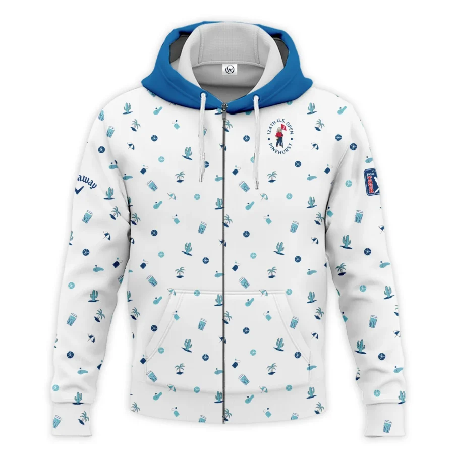 Blue Pattern Golf White Background 124th U.S. Open Pinehurst Callaway Zipper Hoodie Shirt Style Classic