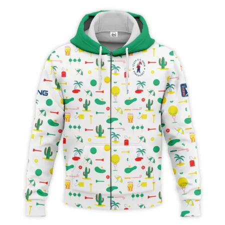 White Background Green Yellow Red Pattern Golf 124th U.S. Open Pinehurst Ping Zipper Hoodie Shirt Style Classic