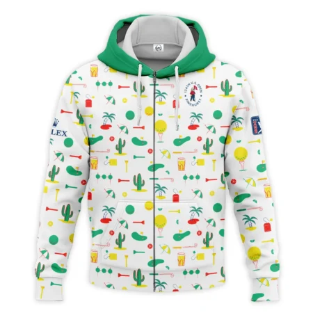 White Background Green Yellow Red Pattern Golf 124th U.S. Open Pinehurst Rolex Zipper Hoodie Shirt Style Classic