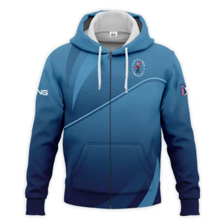 124th U.S. Open Pinehurst Dark Blue Gradient Background Ping Zipper Hoodie Shirt Style Classic