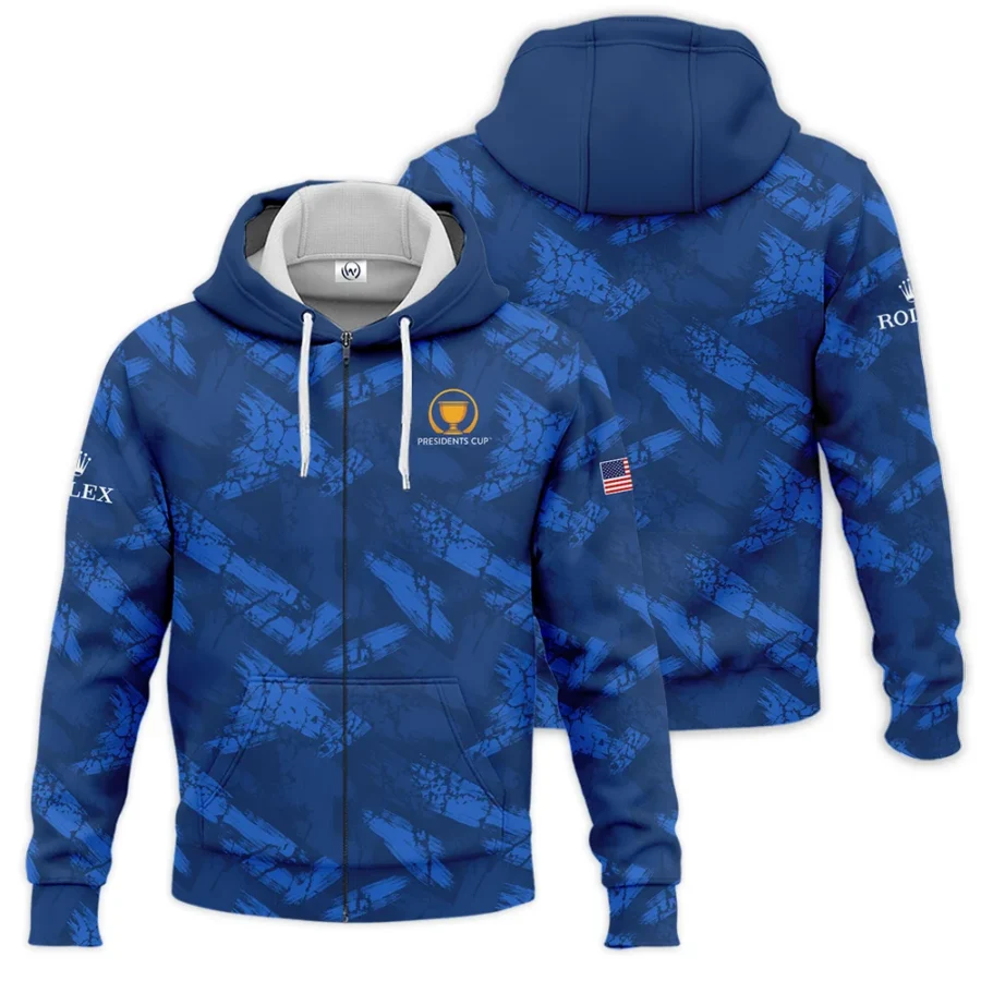 Presidents Cup Dark Blue Grunge Pattern Background Rolex Zipper Hoodie Shirt Style Classic