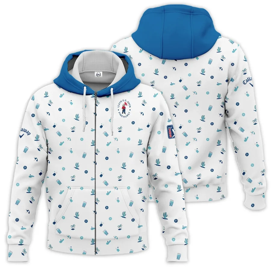 Blue Pattern Golf White Background 124th U.S. Open Pinehurst Callaway Zipper Hoodie Shirt Style Classic