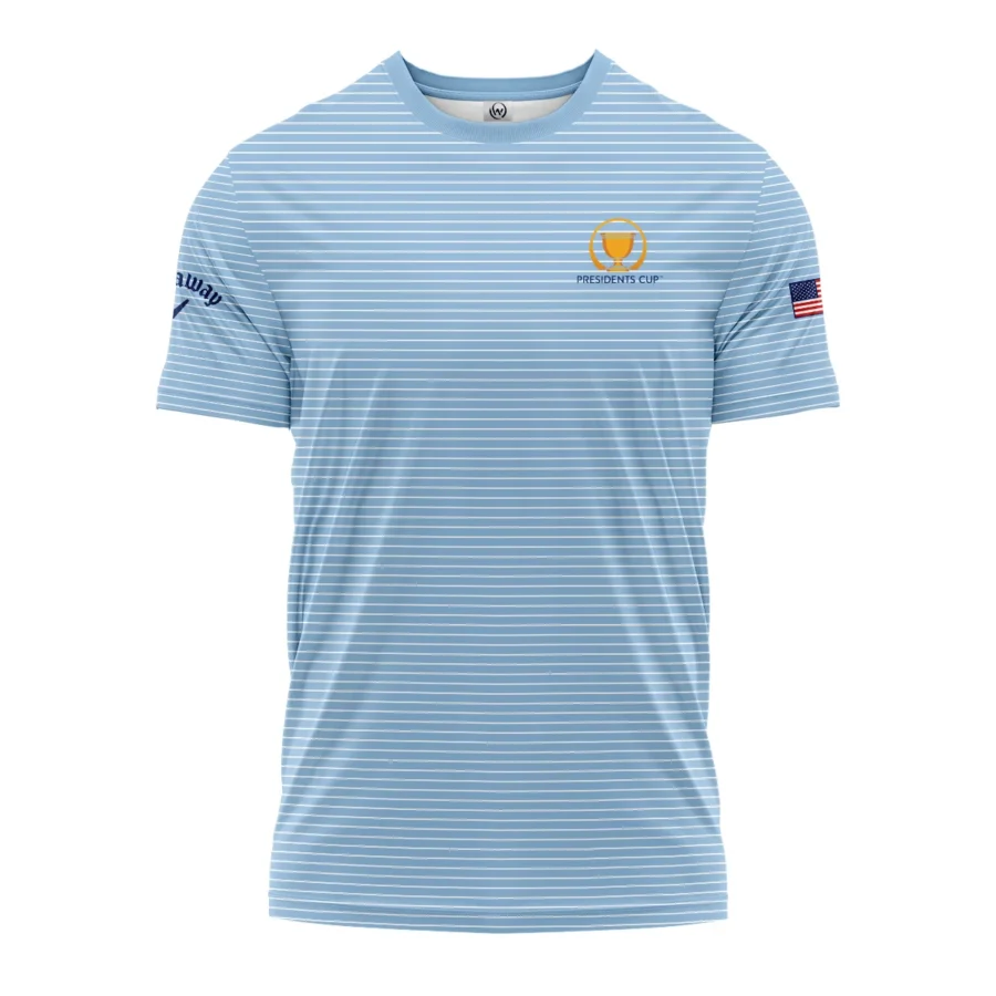 Presidents Cup Light Blue Line White Pattern Callaway Performance T-Shirt Style Classic