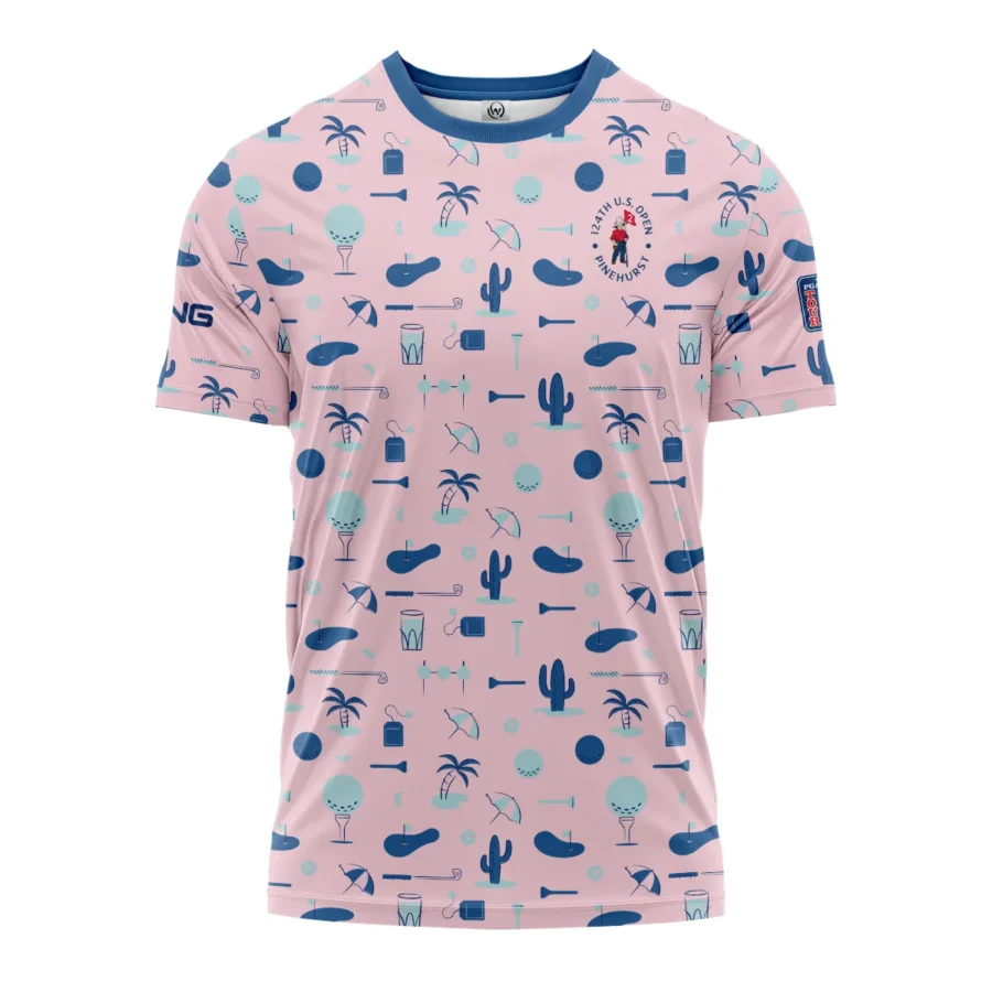 124th U.S. Open Pinehurst Golf Blue Pattern Pink Ping Performance T-Shirt Style Classic