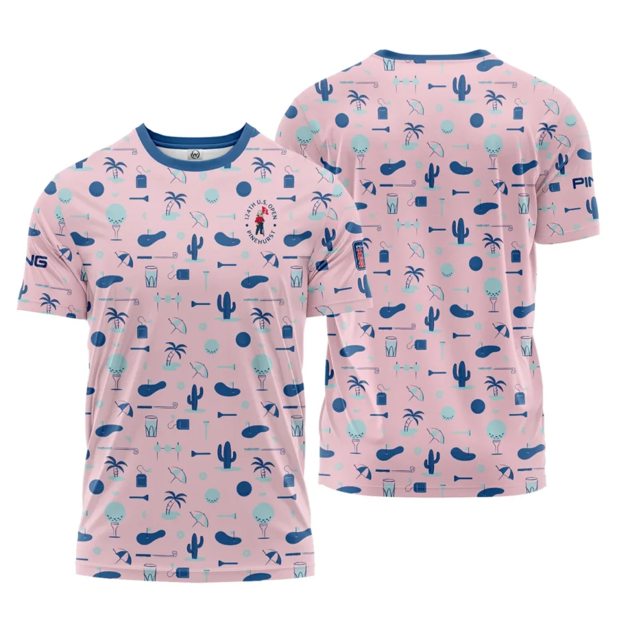 124th U.S. Open Pinehurst Golf Blue Pattern Pink Ping Performance T-Shirt Style Classic