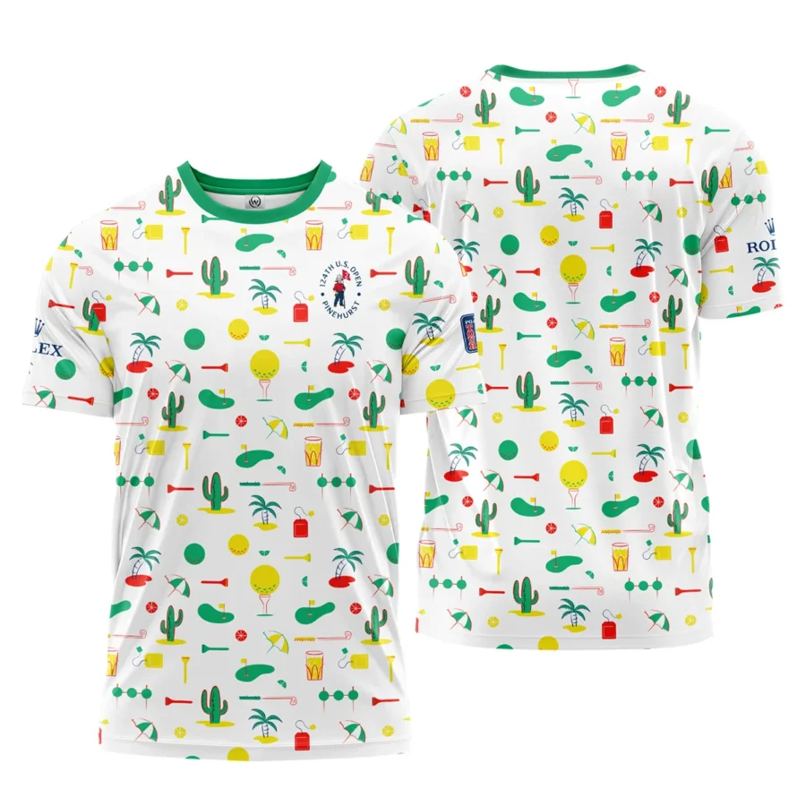 White Background Green Yellow Red Pattern Golf 124th U.S. Open Pinehurst Rolex Performance T-Shirt Style Classic