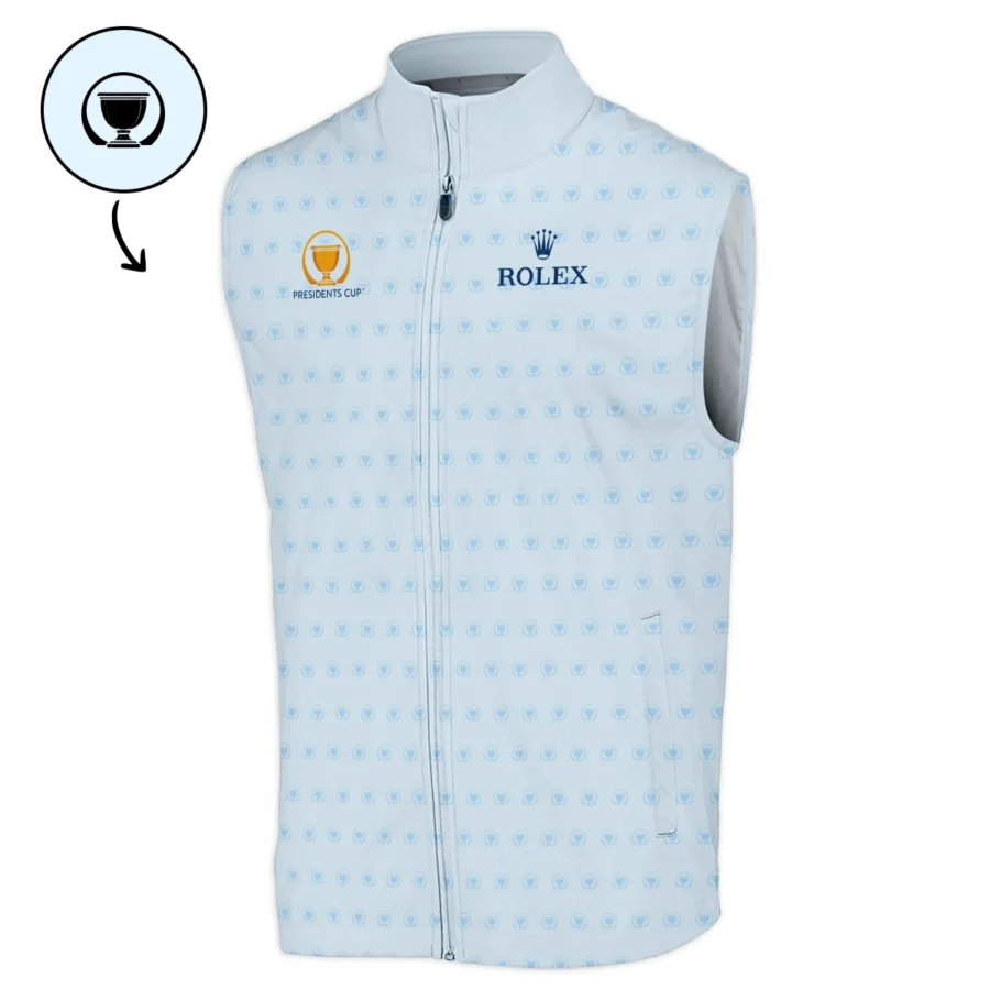 Presidents Cup Light Blue Golf Purple Patern Background Rolex Sleeveless Jacket Style Classic