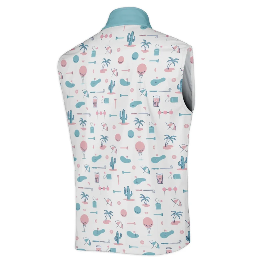 124th U.S. Open Pinehurst Slightly Desaturated Cyan Soft Red Pattern Golf White Background Callaway Sleeveless Jacket Style Classic