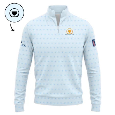 Presidents Cup Light Blue Golf Purple Patern Background Rolex Quarter-Zip Jacket Style Classic