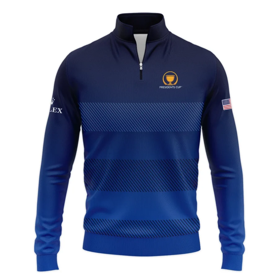 Dark Blue Gradient Line Pattern Background Presidents Cup Rolex Quarter-Zip Jacket Style Classic