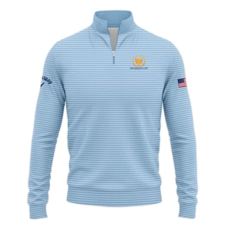 Presidents Cup Light Blue Line White Pattern Callaway Quarter-Zip Jacket Style Classic