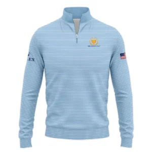 Presidents Cup Light Blue Line White Pattern Rolex Zipper Hoodie Shirt Style Classic