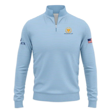 Presidents Cup Light Blue Line White Pattern Rolex Quarter-Zip Jacket Style Classic