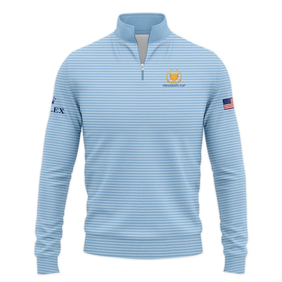 Presidents Cup Light Blue Line White Pattern Rolex Quarter-Zip Jacket Style Classic