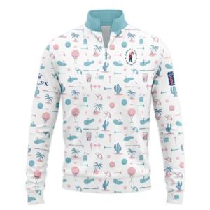 124th U.S. Open Pinehurst Slightly Desaturated Cyan Soft Red Pattern Golf White Background Rolex Zipper Hoodie Shirt Style Classic