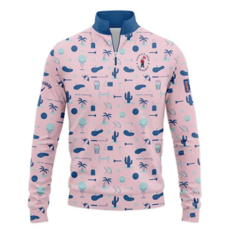 124th U.S. Open Pinehurst Golf Blue Pattern Pink Callaway Quarter-Zip Jacket Style Classic