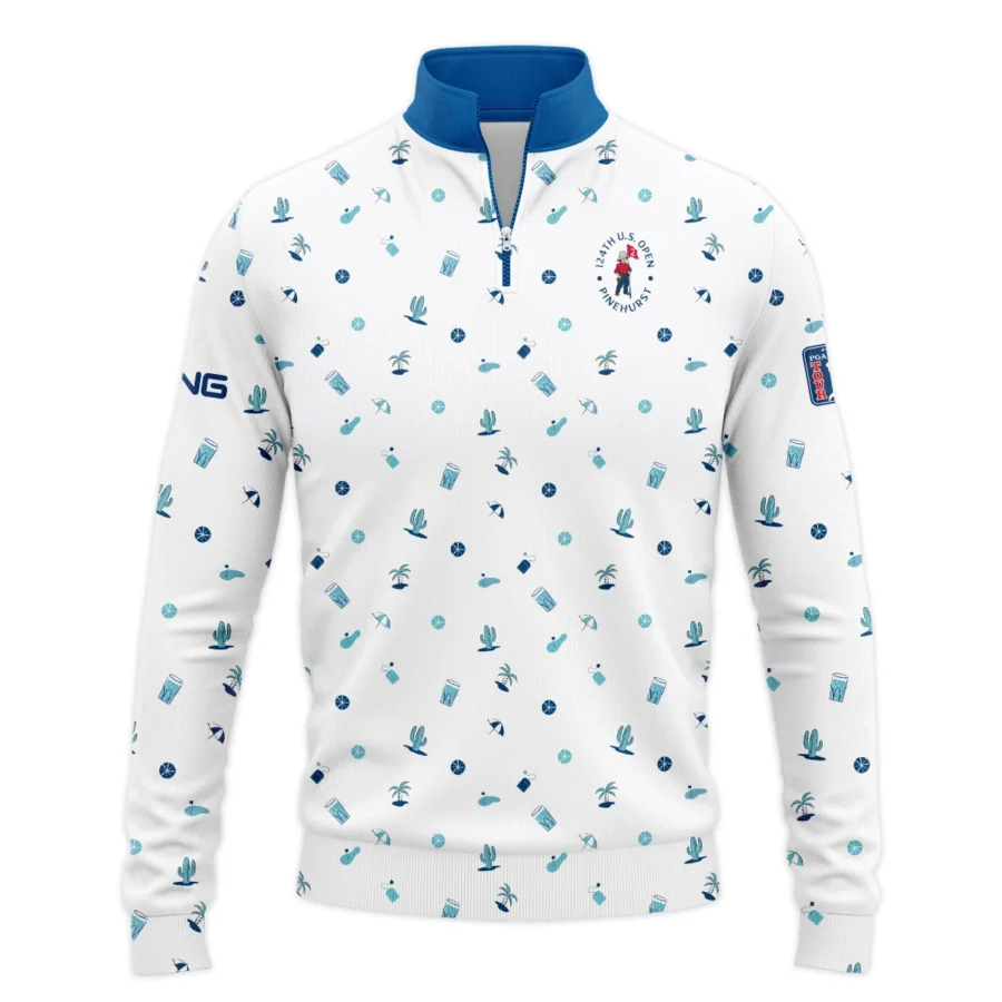 Blue Pattern Golf White Background 124th U.S. Open Pinehurst Ping Quarter-Zip Jacket Style Classic