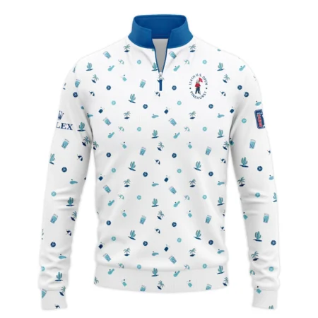 Blue Pattern Golf White Background 124th U.S. Open Pinehurst Rolex Quarter-Zip Jacket Style Classic