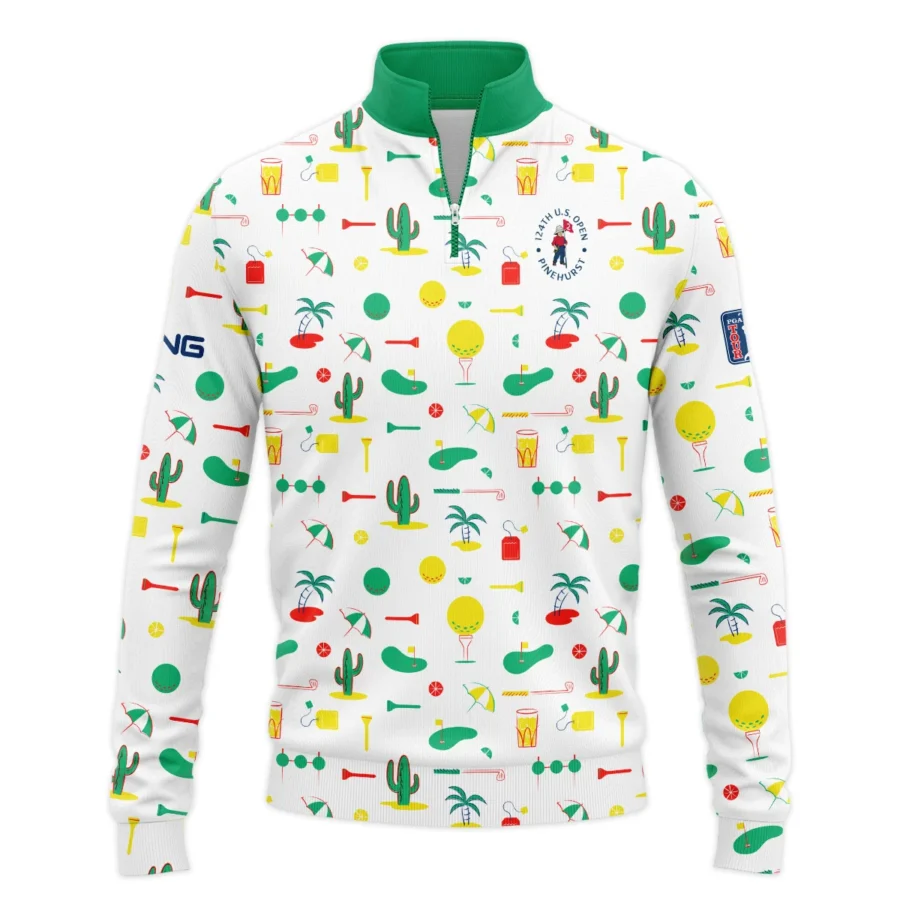 White Background Green Yellow Red Pattern Golf 124th U.S. Open Pinehurst Ping Quarter-Zip Jacket Style Classic