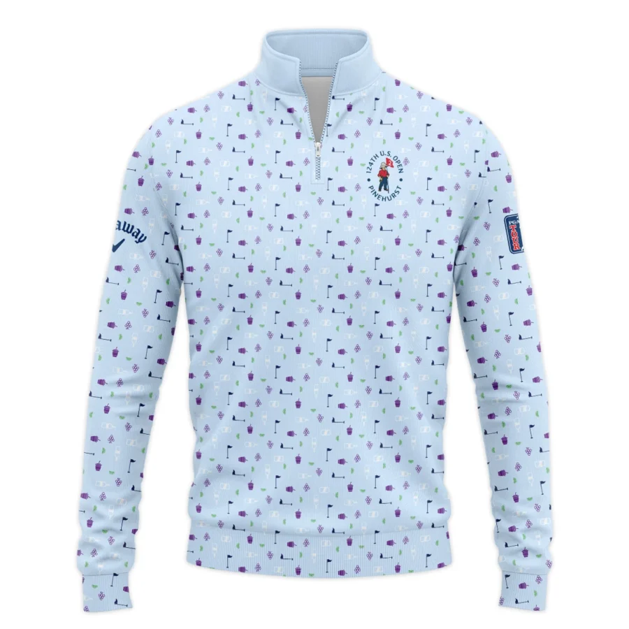 124th U.S. Open Pinehurst Light Blue Golf Purple Patern Background Callaway Quarter-Zip Jacket Style Classic