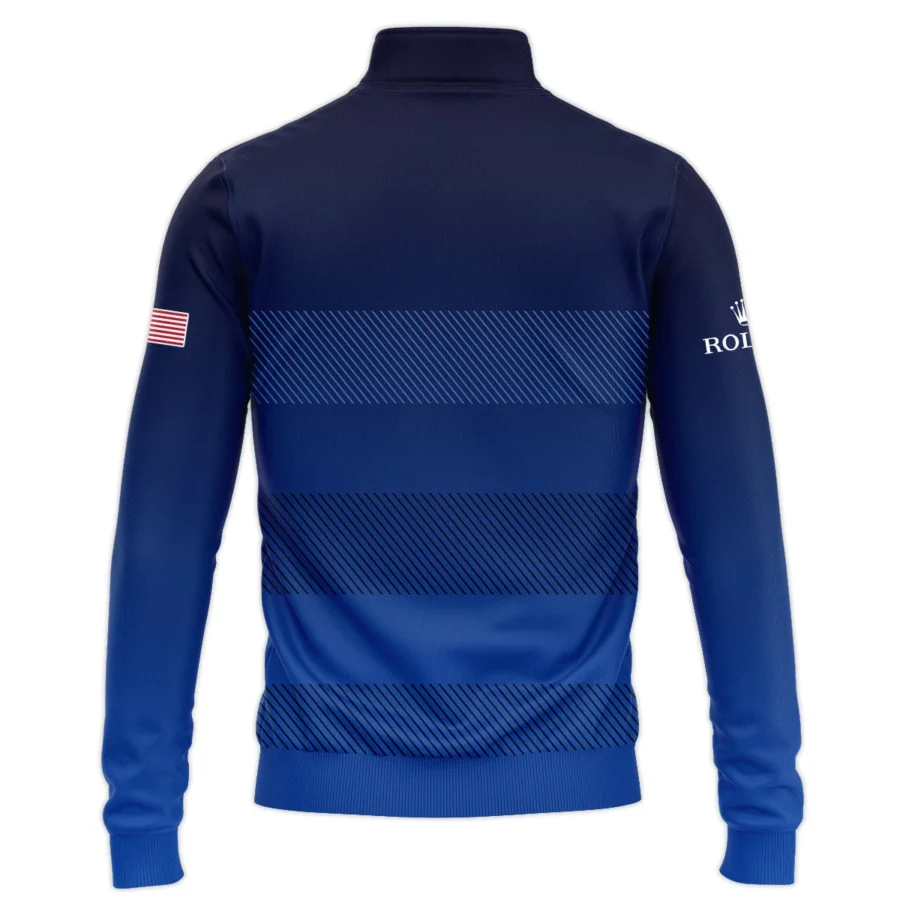 Dark Blue Gradient Line Pattern Background Presidents Cup Rolex Quarter Zip Sweatshirt Style Classic