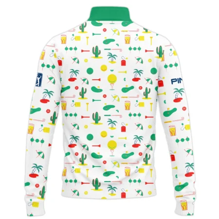 White Background Green Yellow Red Pattern Golf 124th U.S. Open Pinehurst Ping Quarter-Zip Jacket Style Classic