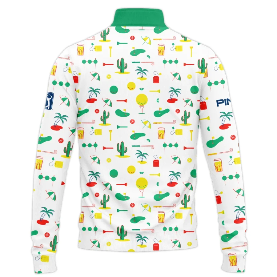 White Background Green Yellow Red Pattern Golf 124th U.S. Open Pinehurst Ping Quarter-Zip Jacket Style Classic