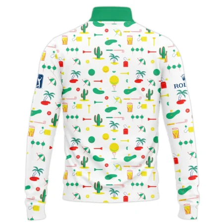 White Background Green Yellow Red Pattern Golf 124th U.S. Open Pinehurst Rolex Quarter-Zip Jacket Style Classic