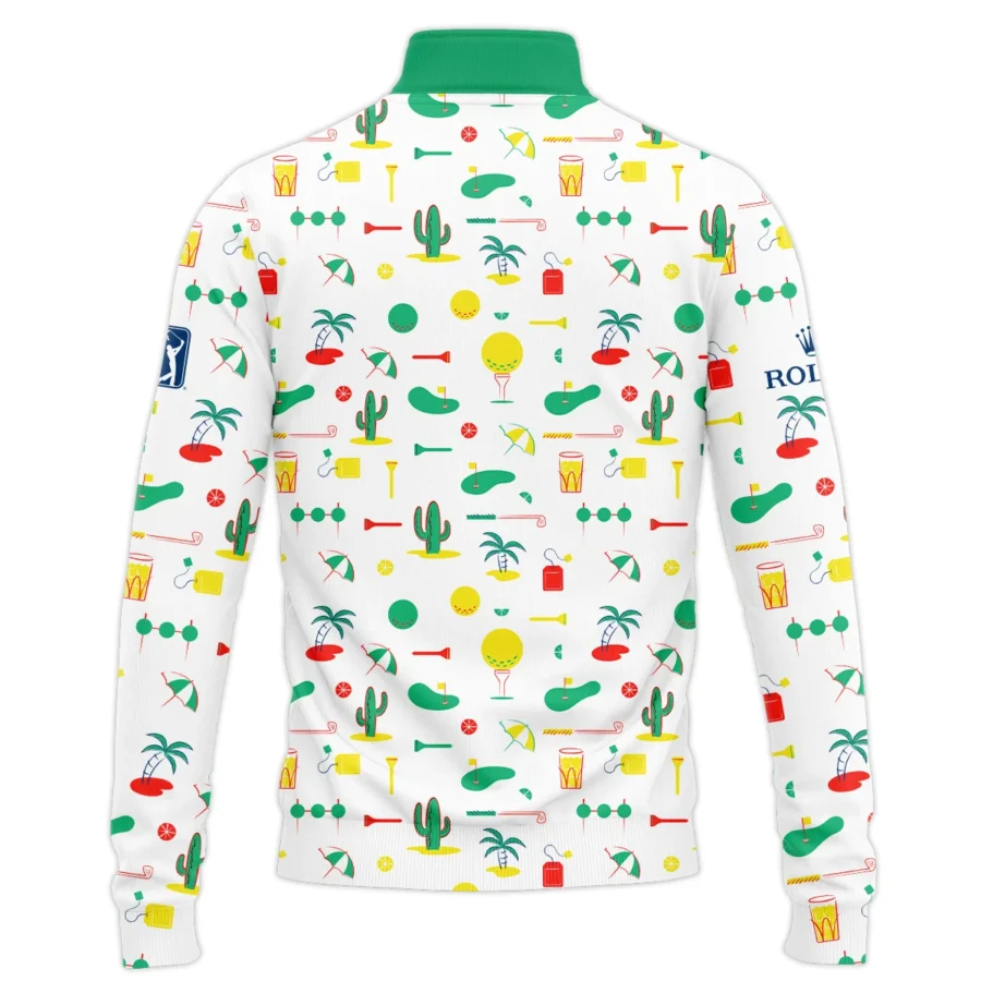 White Background Green Yellow Red Pattern Golf 124th U.S. Open Pinehurst Rolex Quarter-Zip Jacket Style Classic